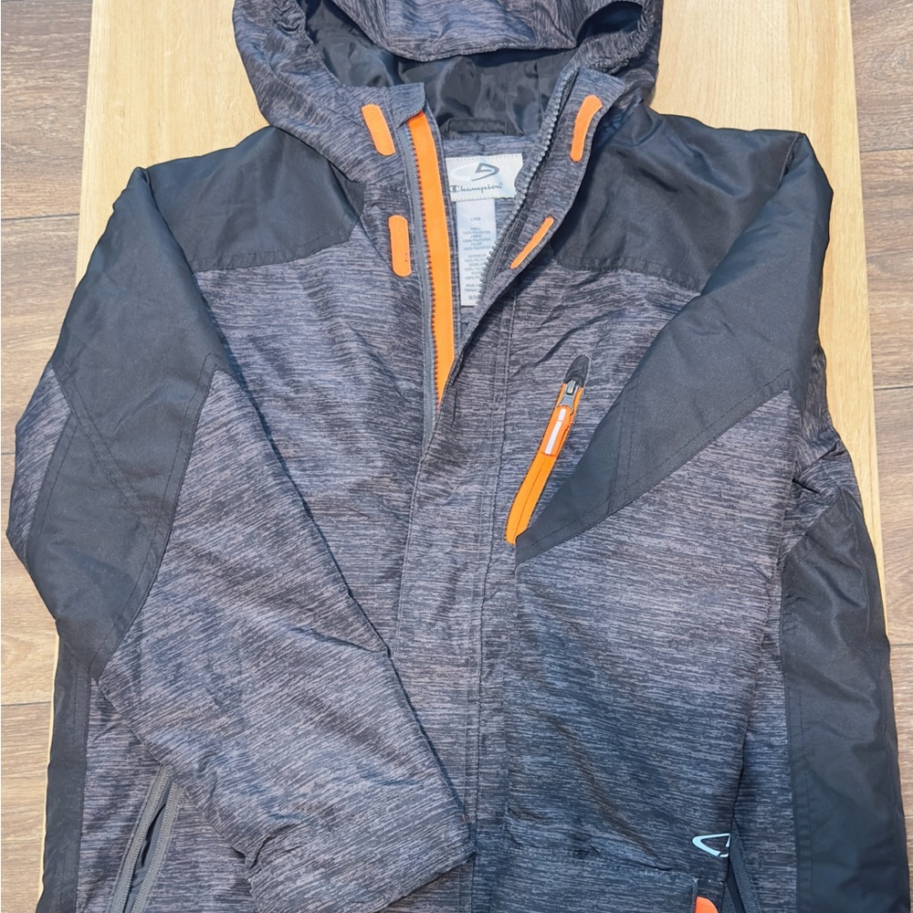 Champion Kids Performance Jacket in Black and Gray with Orange Zippers